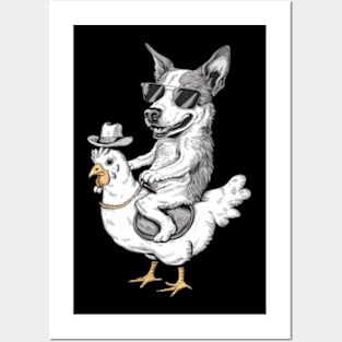 Paola Salome features a dog riding a small chicken Posters and Art